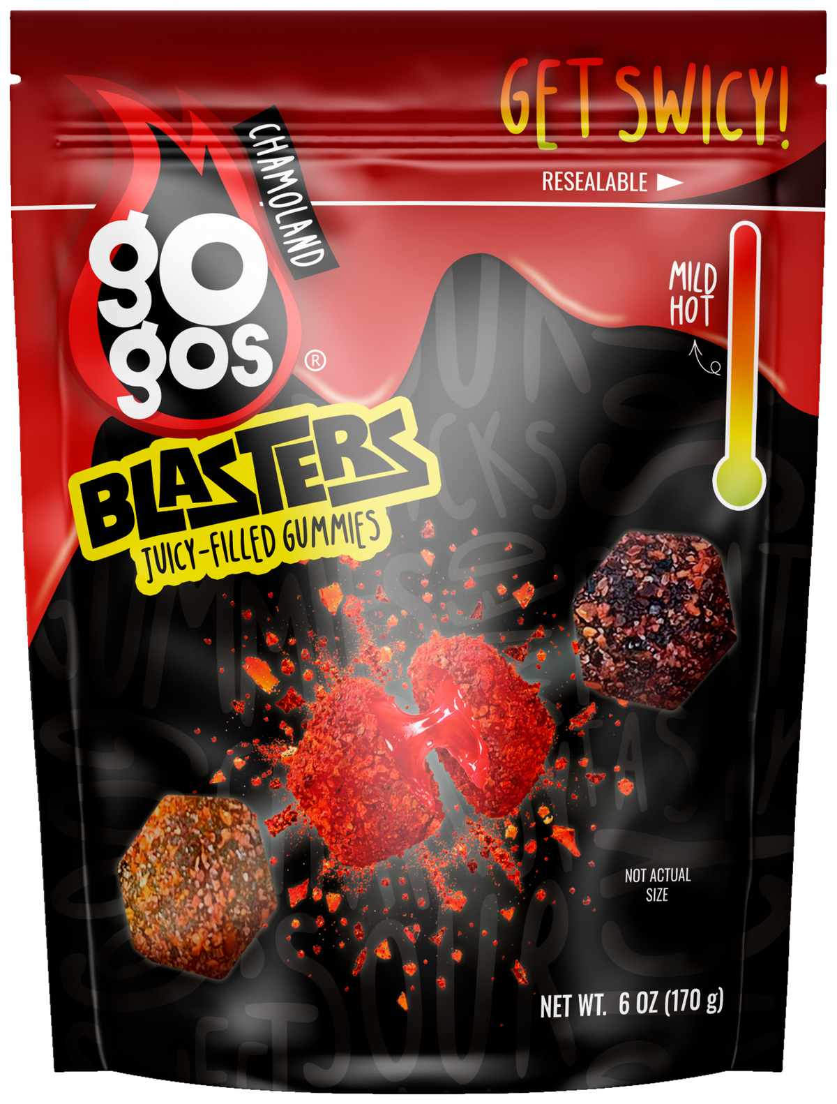 GOGOS Blasters 6oz pouch, front view with transparent background (no exterior shadow)