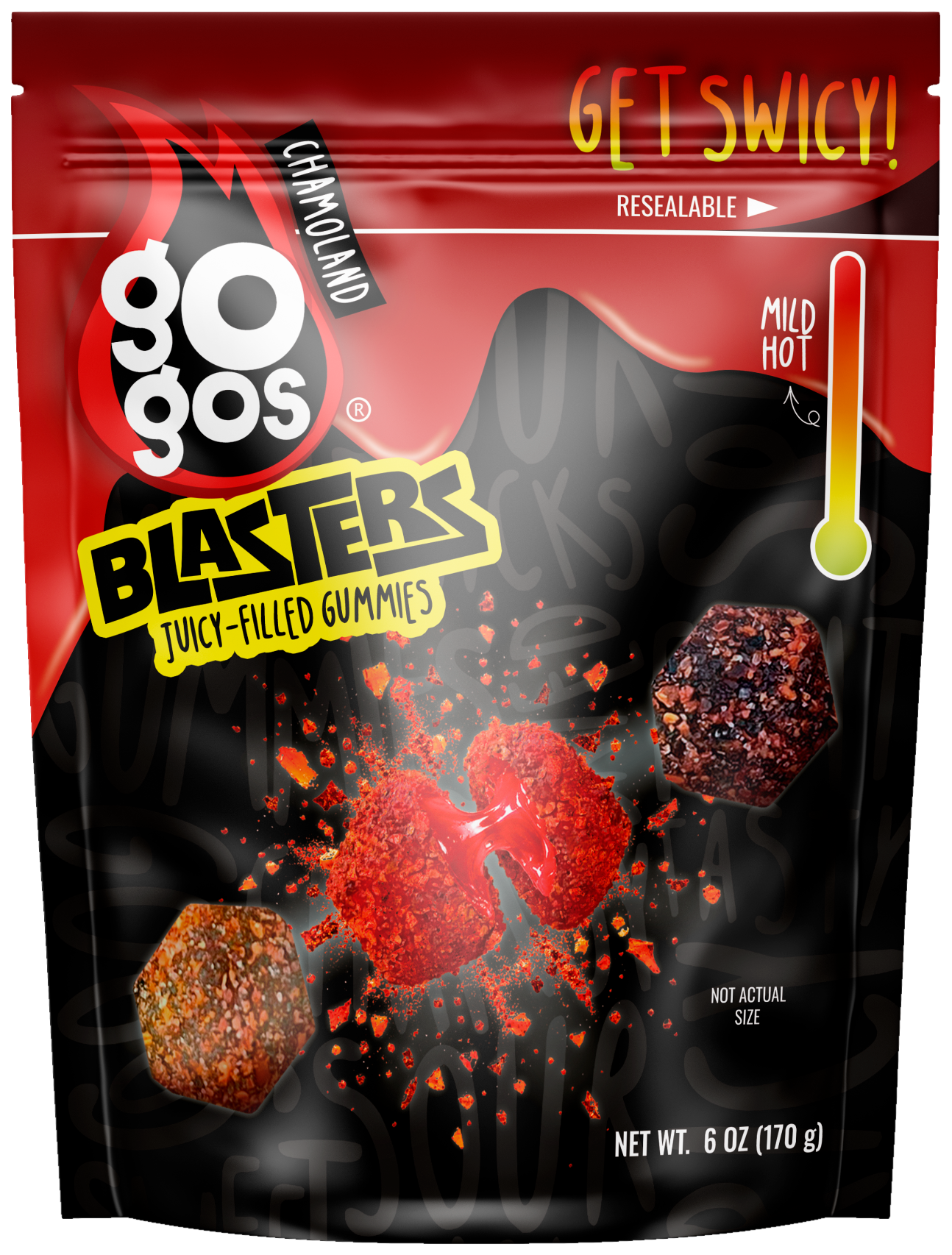 GOGOS Blasters 6oz pouch, front view with transparent background (no exterior shadow)