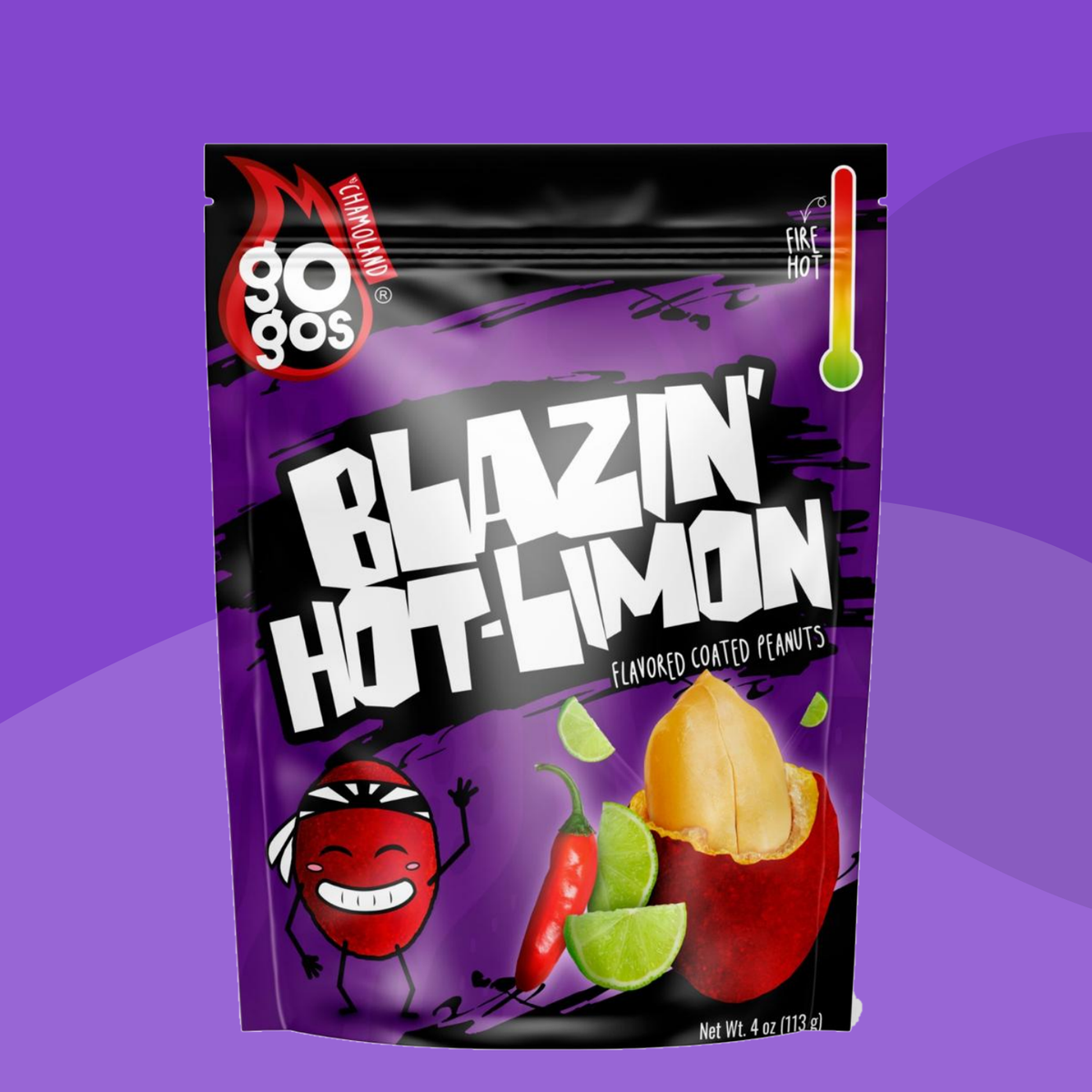 GOGOS catalog color — GOGOS Blazin' Hot-Limon Coated Peanuts — 4 oz