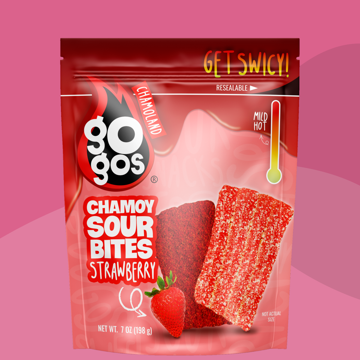 GOGOS catalog color — GOGOS Chamoy Strawberry Sour Bites — 7 oz