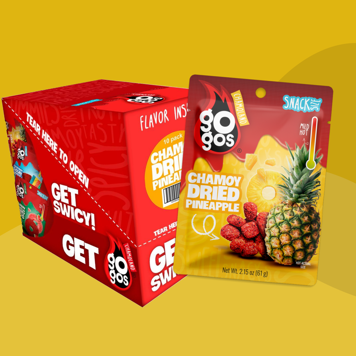 GOGOS catalog color — GOGOS Dried Pineapple — Snack Size Box of 10