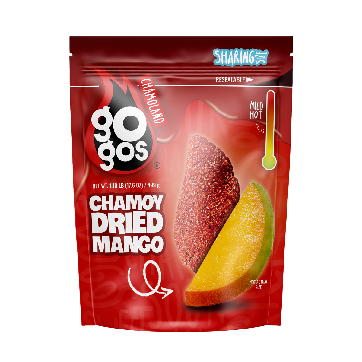 Front of GOGOS Chamoy Dried Mango — Sharing Size 17.6 oz