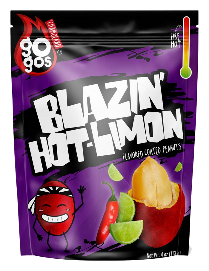 GOGOS Blazin' Hot-Limon Coated Peanuts — 4 oz — front of the pouch