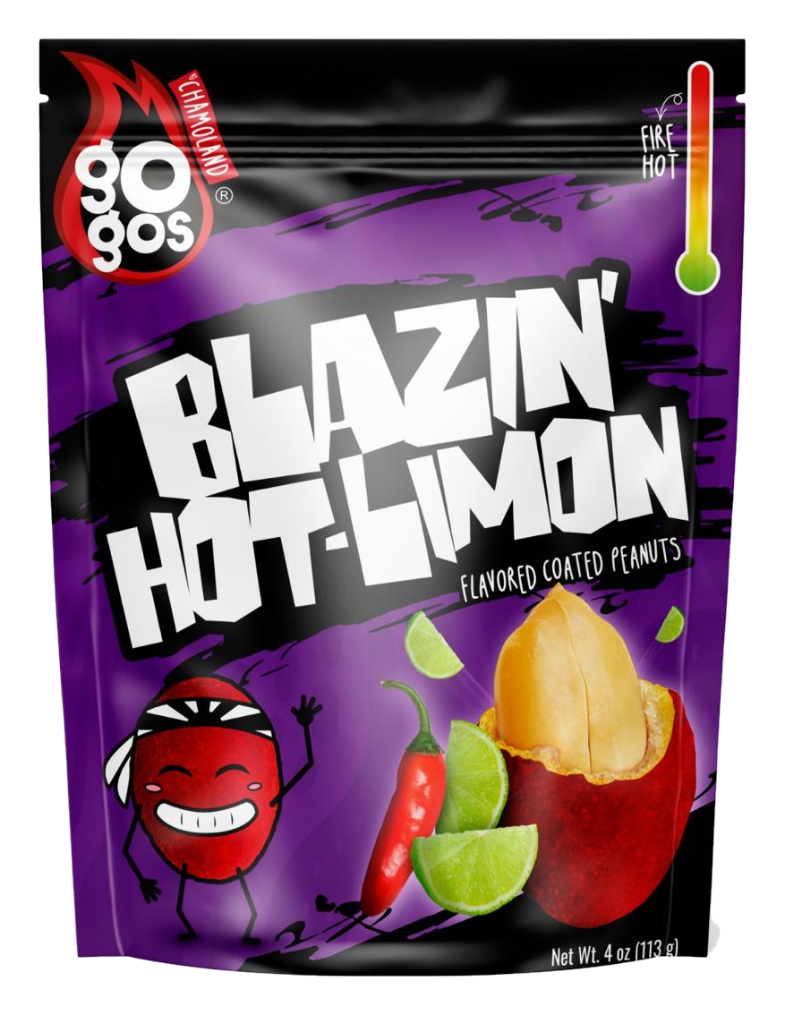 GOGOS Blazin' Hot-Limon Coated Peanuts — 4 oz — front of the pouch