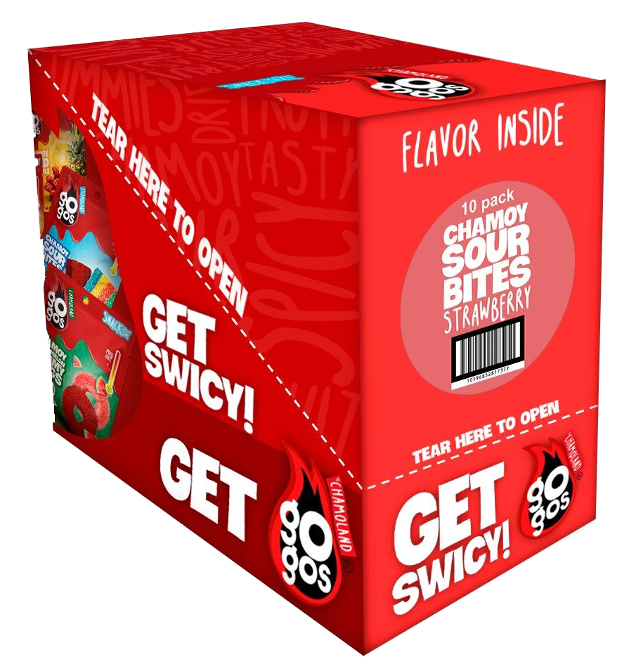 GOGOS Strawberry Sour Bites box of 10, no background or shadow