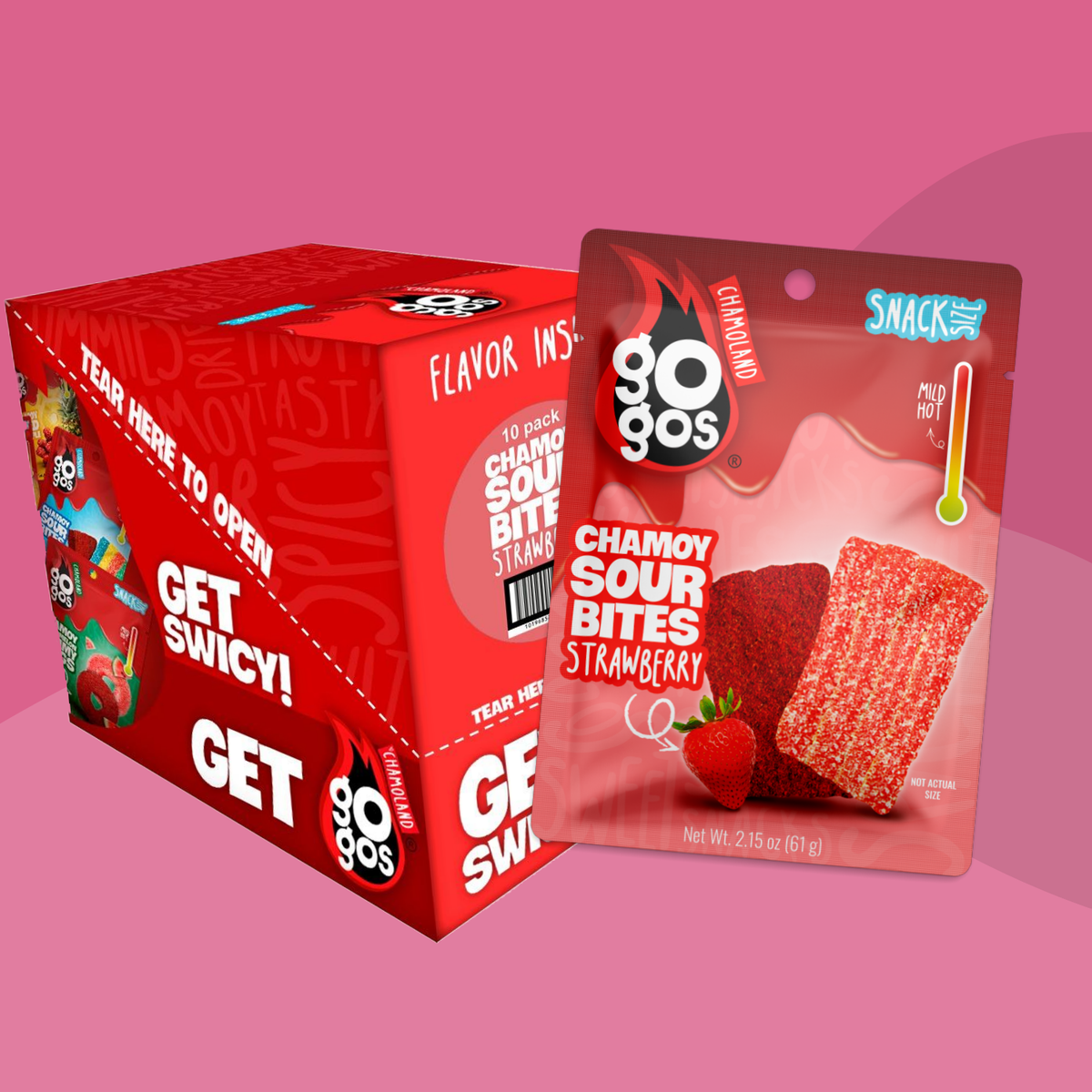 GOGOS catalog color — GOGOS Strawberry Sour Bites — Snack Size Box of 10