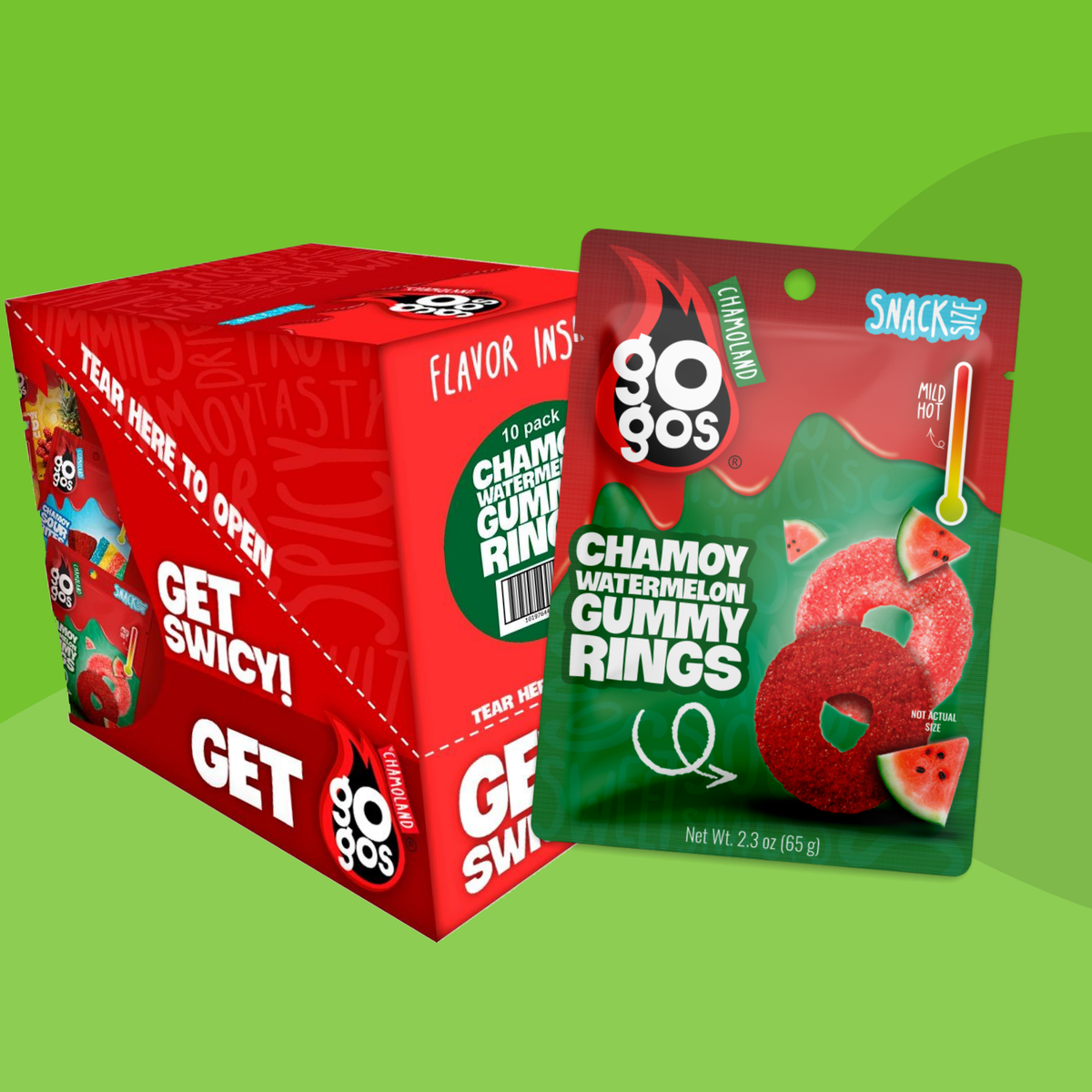 GOGOS catalog color — GOGOS Watermelon Gummy Rings — Snack Size Box of 10